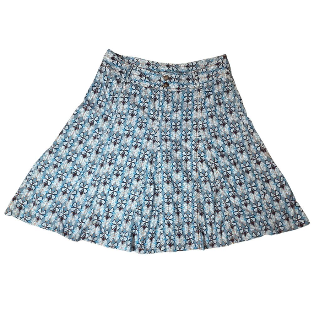 Athleta Whatever A-line Skirt, built-in Shorts, Blue Geometric Design sz 6T tall